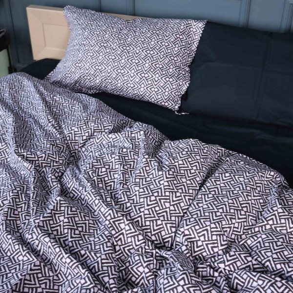Фото - Комплект постільної білизни MirSon 22-1386 Geometric Black 220х240 (2200010472981)